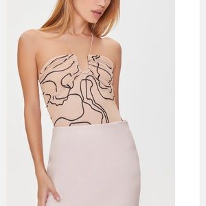 Sheer black geometric bodysuit